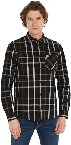 Tommy Jeans Herren Hemd XXL Tall blau Stretch
