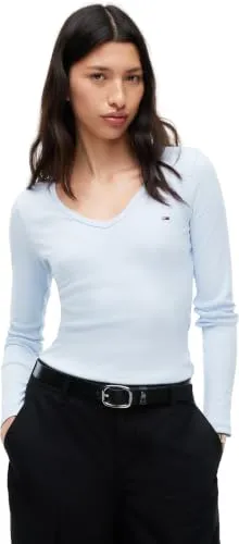 Tommy Jeans Slim Essential Rib V-Longsleeve XS