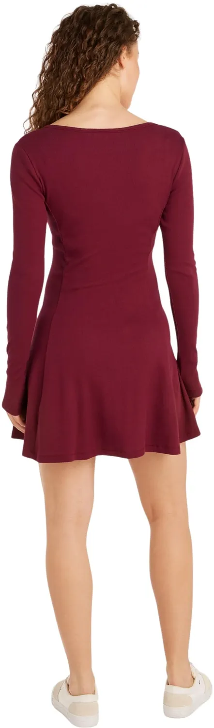 Tommy Jeans Flare Damen Kleid Langarm S Stretch