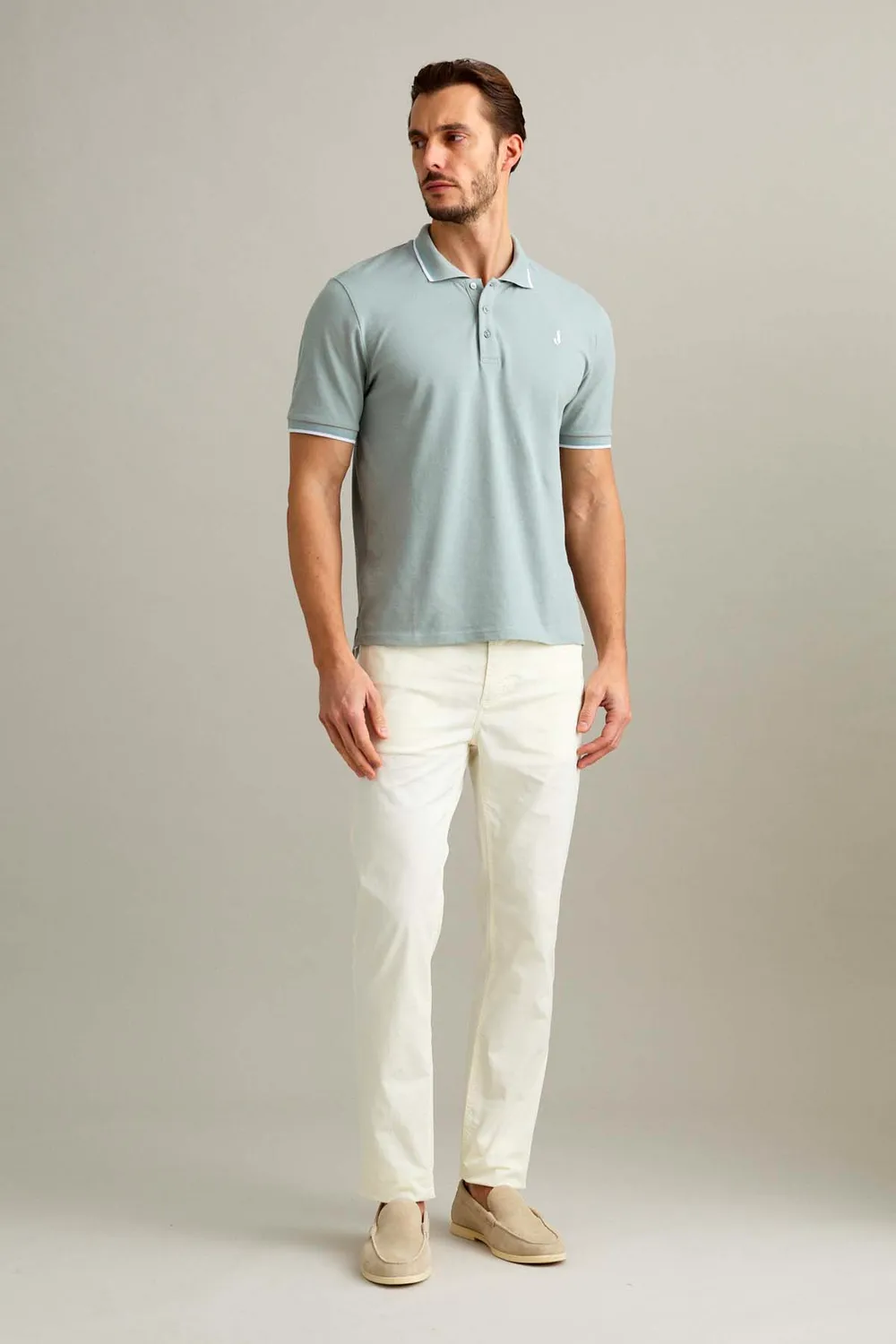 Jeckerson Jordan Slim Fit Herrenhose Weiss Gabardine