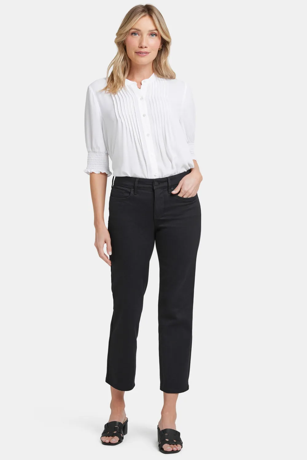 NYDJ Marilyn Straight Ankle Jeans Schwarz High-Stretch