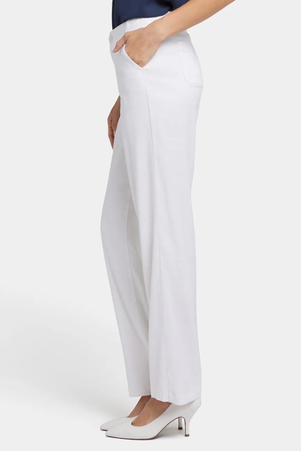 NYDJ Marilyn Straight Hose Optic White Leinen Gr 00-18