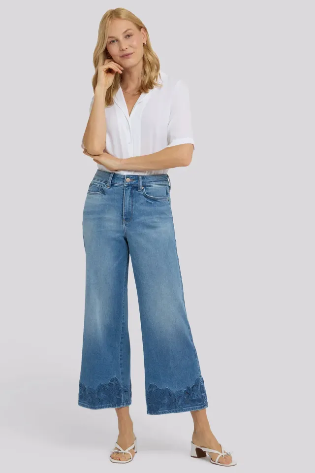 NYDJ Teresa Wide Leg Ankle Jeans Port Sea High Rise