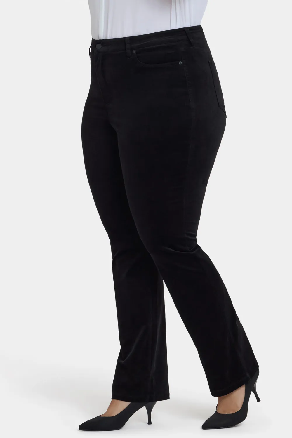 NYDJ Marilyn Straight Hose Schwarz Plus Size Velveteen