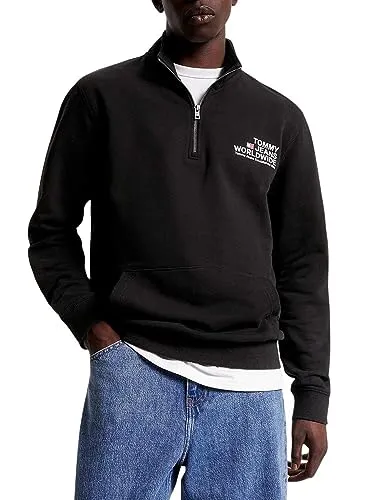 Tommy Jeans TJM Reg Entry Graphic Half-Zip Troyer schwarz