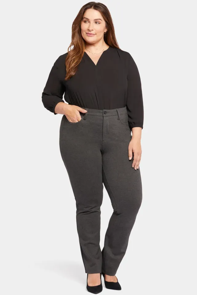 NYDJ Marilyn Straight Hose Plus Size Charcoal Ponte