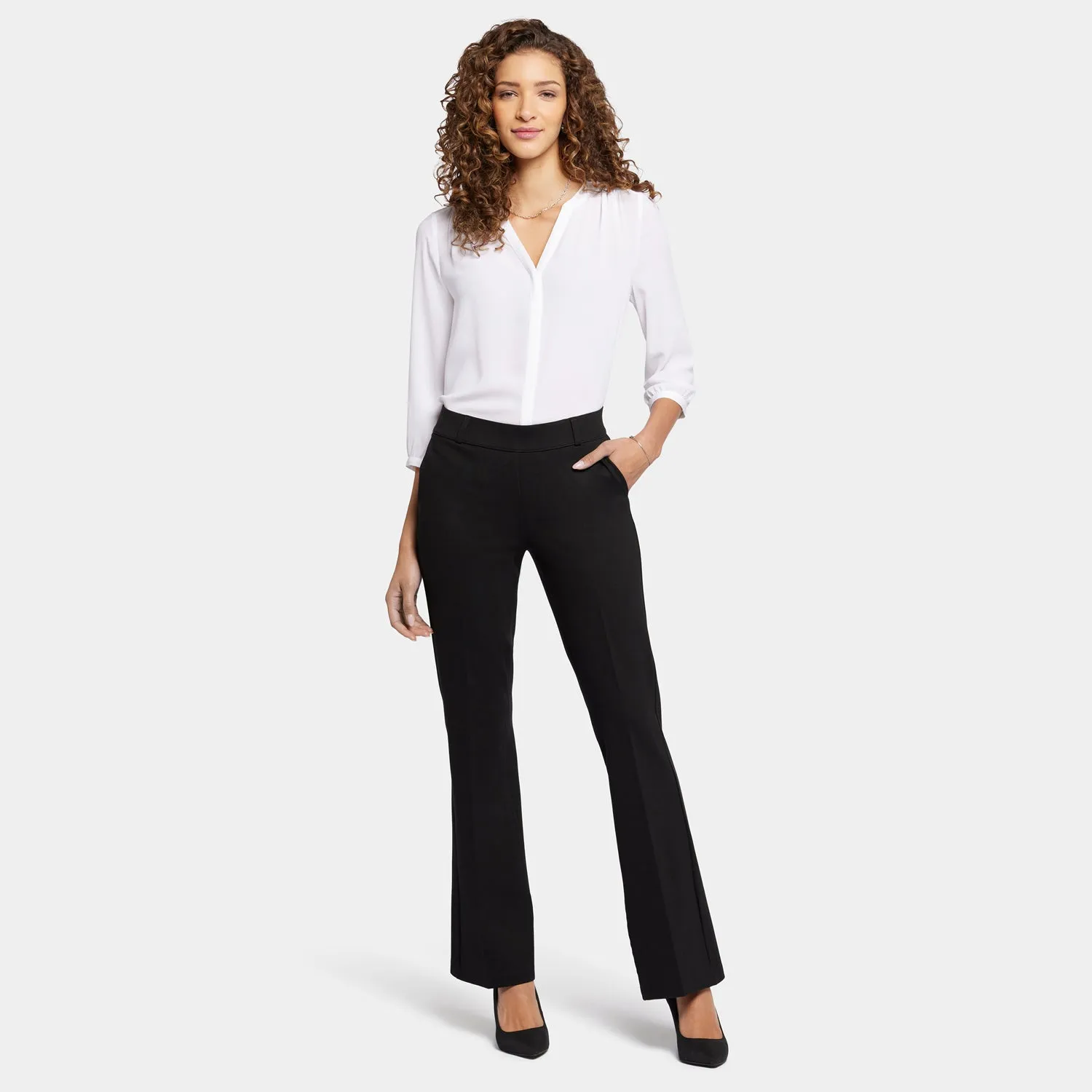 NYDJ Pull-On Flared Trouser Hose Schwarz Ponte