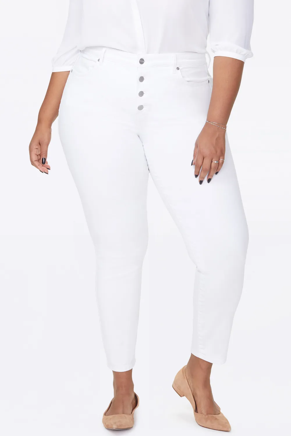 NYDJ Ami Skinny Ankle Jeans Weiss Plus Stretch