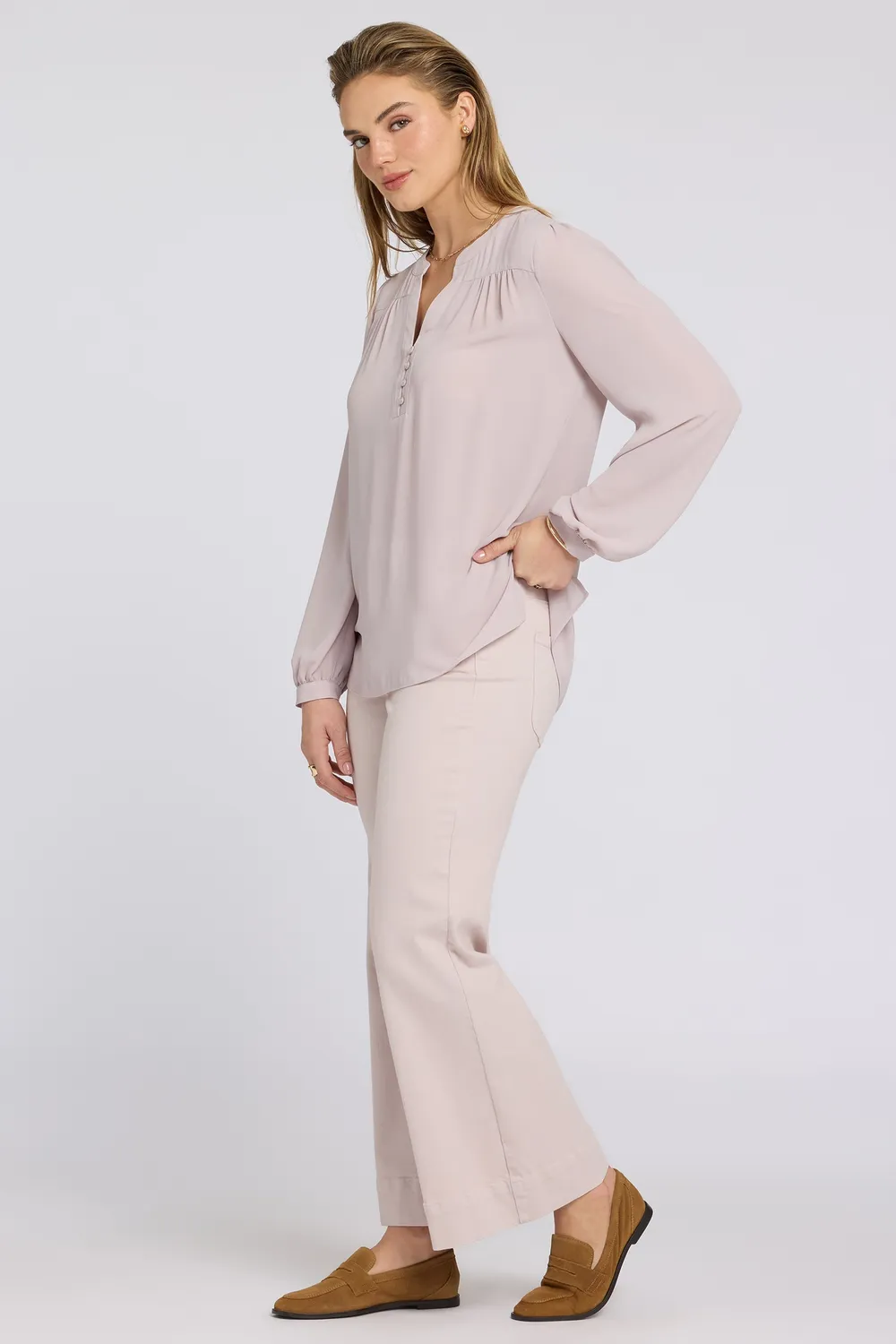 NYDJ Trinity Bluse Rock Flower Langarm rosa