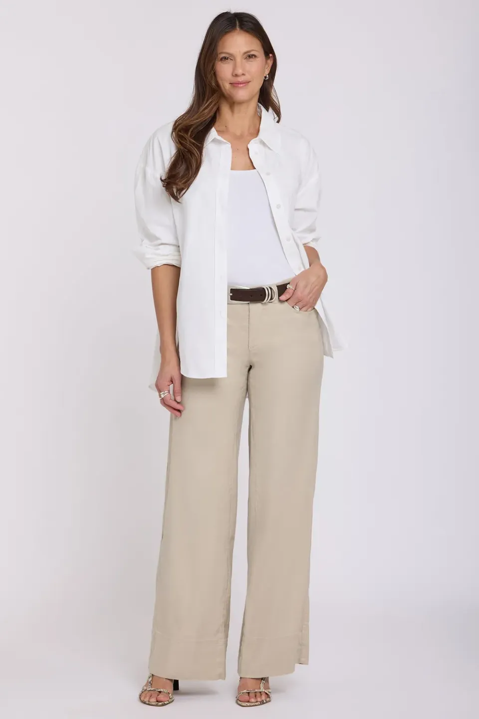 NYDJ 5 Pocket Wide Leg Stoffhose Feather Stretch-Leinen