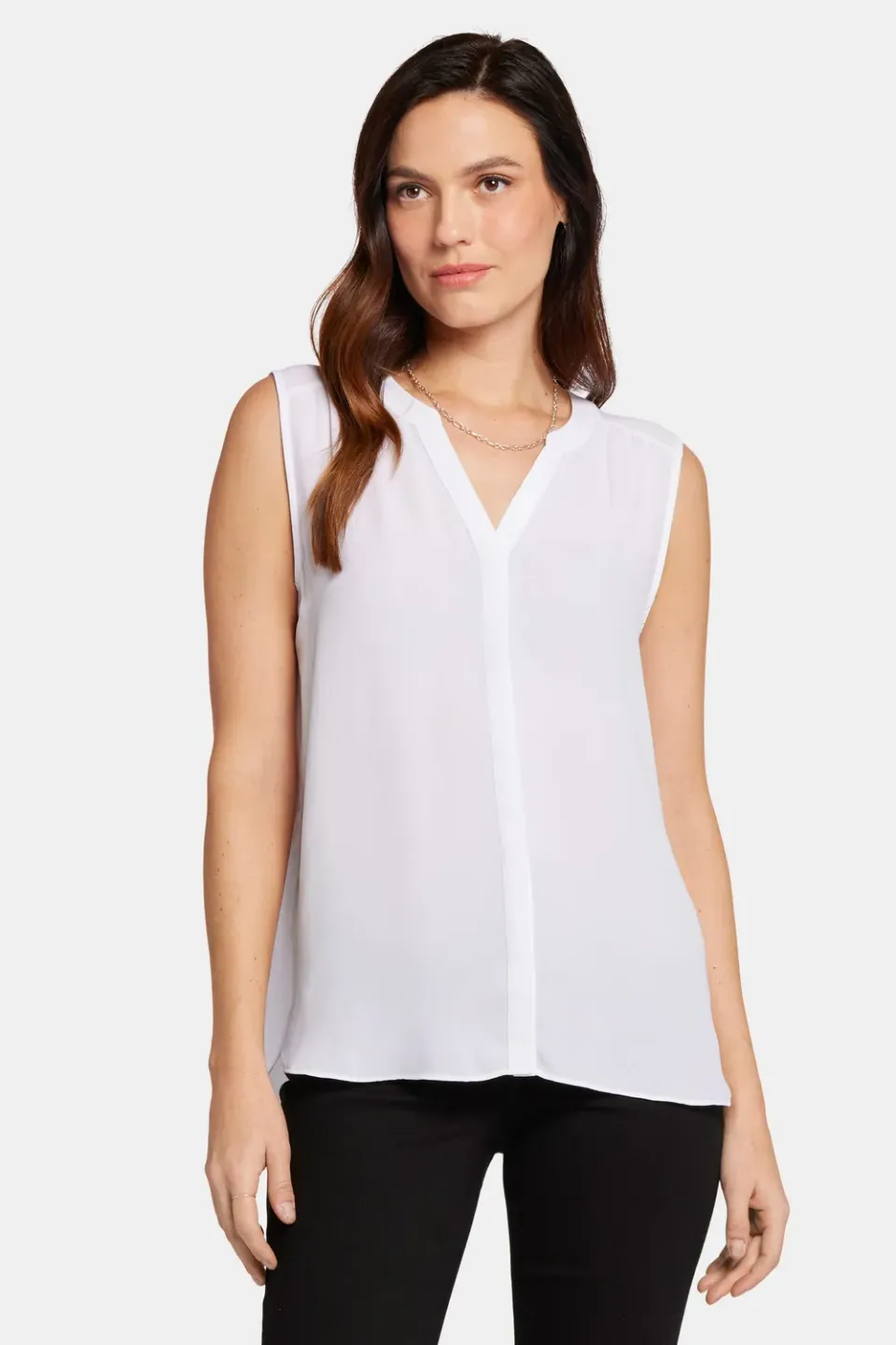 NYDJ Sleeveless Pintuck Blouse Bluse Optic White ärmellos
