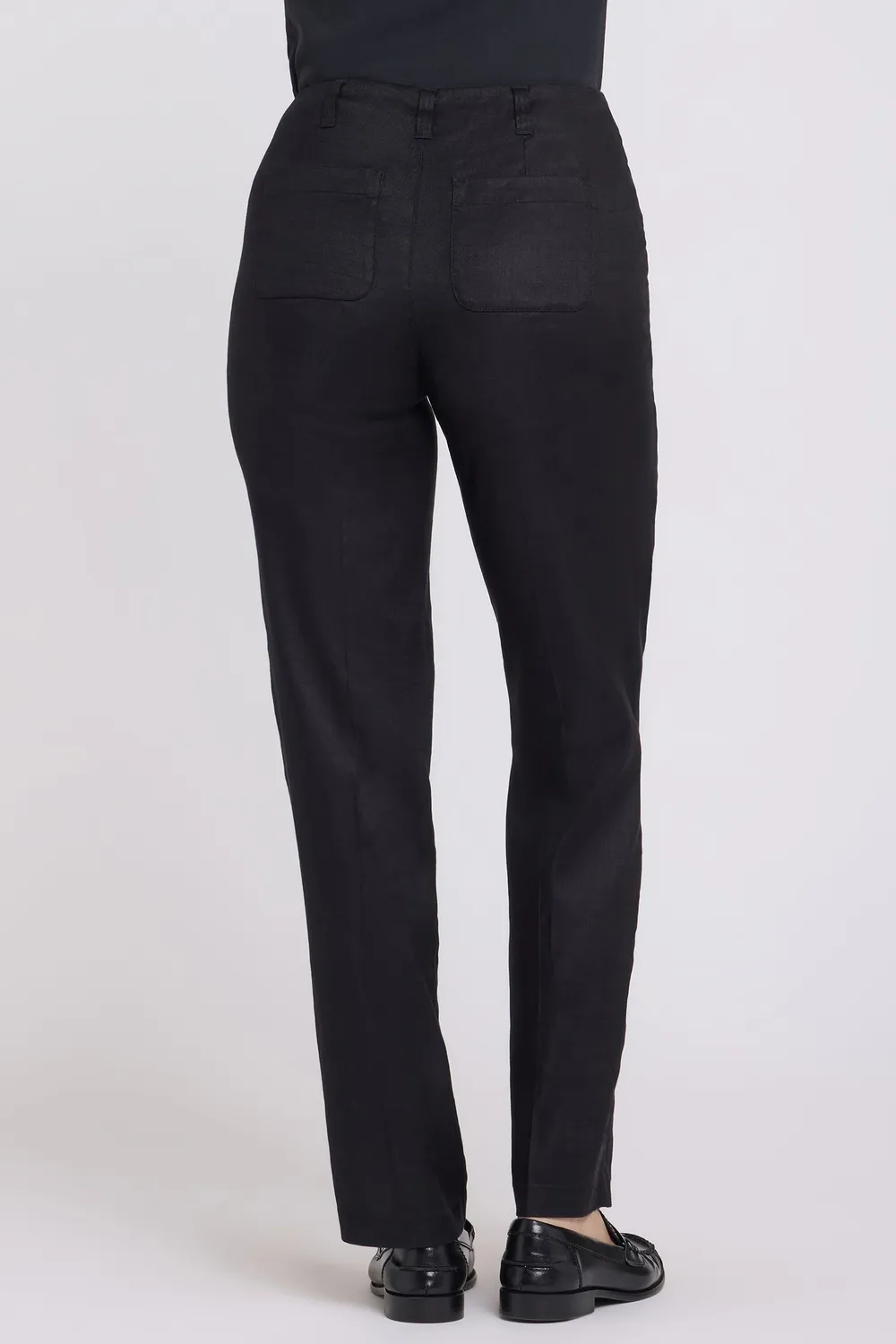 NYDJ Marilyn Straight Pants Schwarz Leinenhose