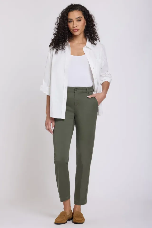 NYDJ Sadie Slim Stoffhose Stretch Desert Green elegant