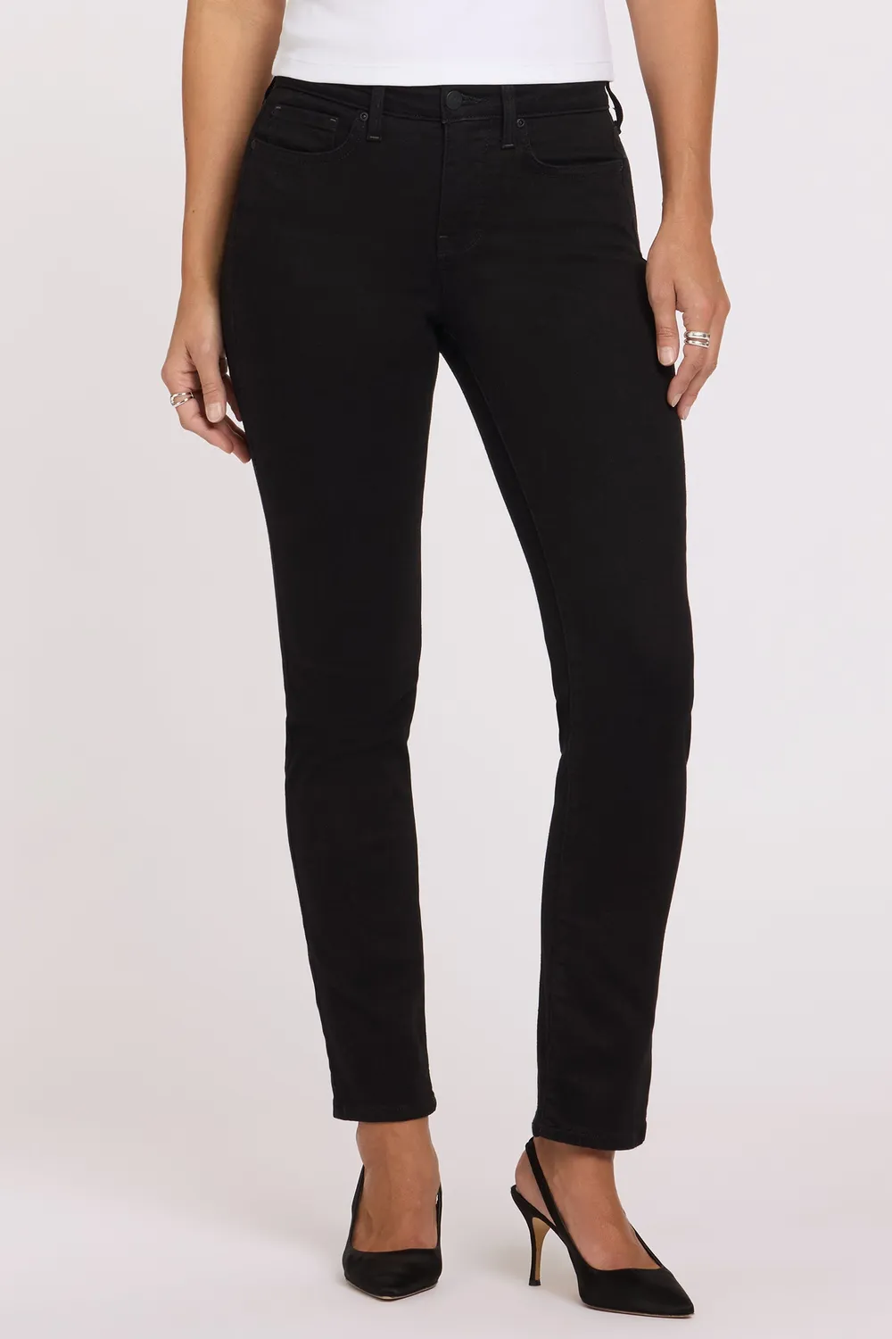 NYDJ Sheri Slim Jeans Petite Schwarz Lift Tuck