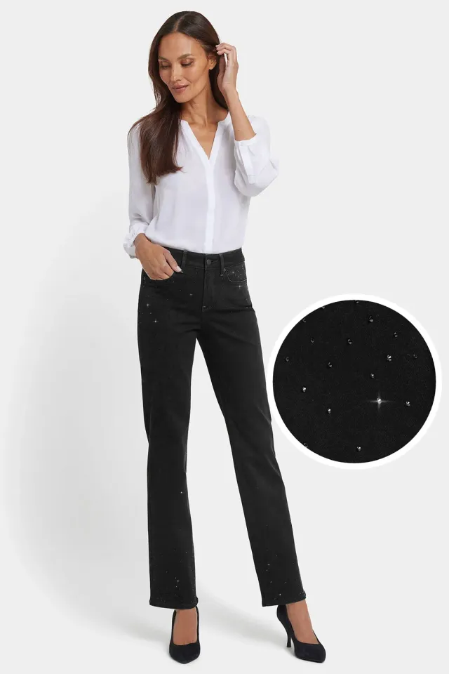 NYDJ Marilyn Straight Jeans Black Rinse Stretch