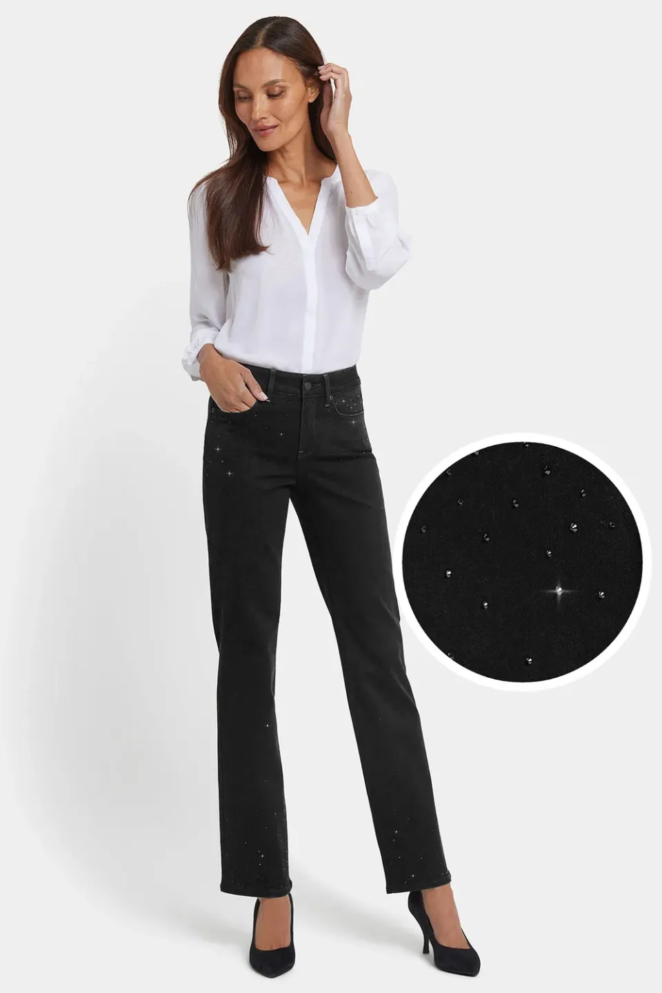 NYDJ Marilyn Straight Jeans Black Rinse Stretch