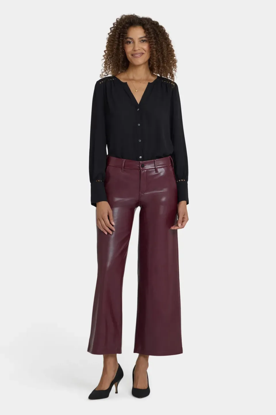 NYDJ Wide Leg Trouser Tavern veganes Leder