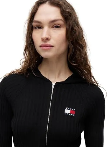 Tommy Jeans TJW Hood Zipper Rib Cardigan Strickjacke XL Kapuze