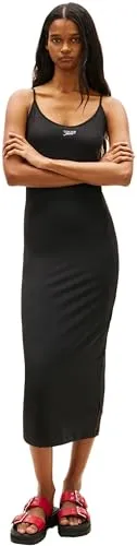 Tommy Jeans Silver Script Midi Kleid M figurbetont Midi