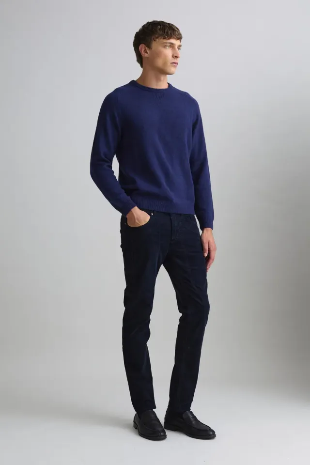 Jeckerson Raglan Pullover blau Wollmix meliert