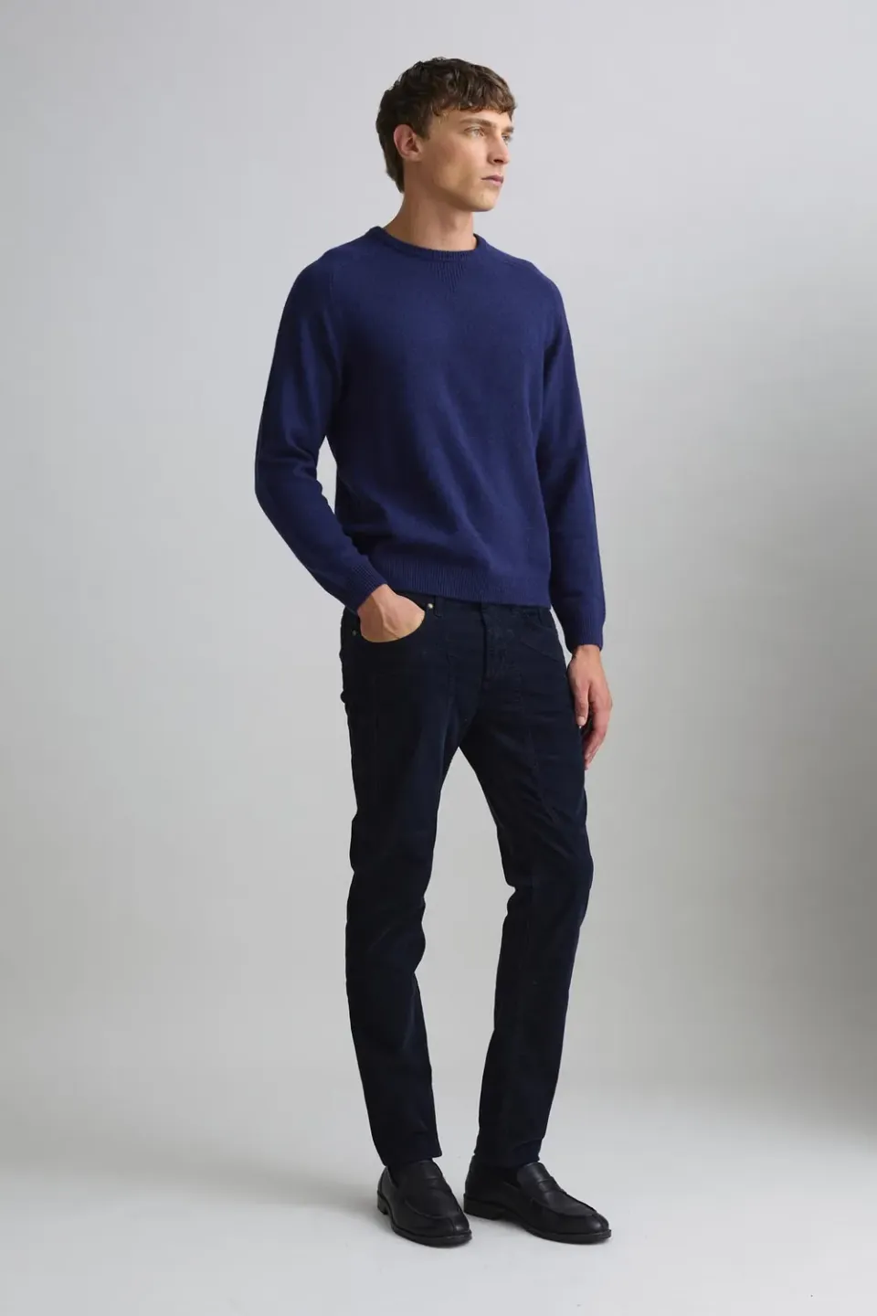 Jeckerson Raglan Pullover blau Wollmix meliert