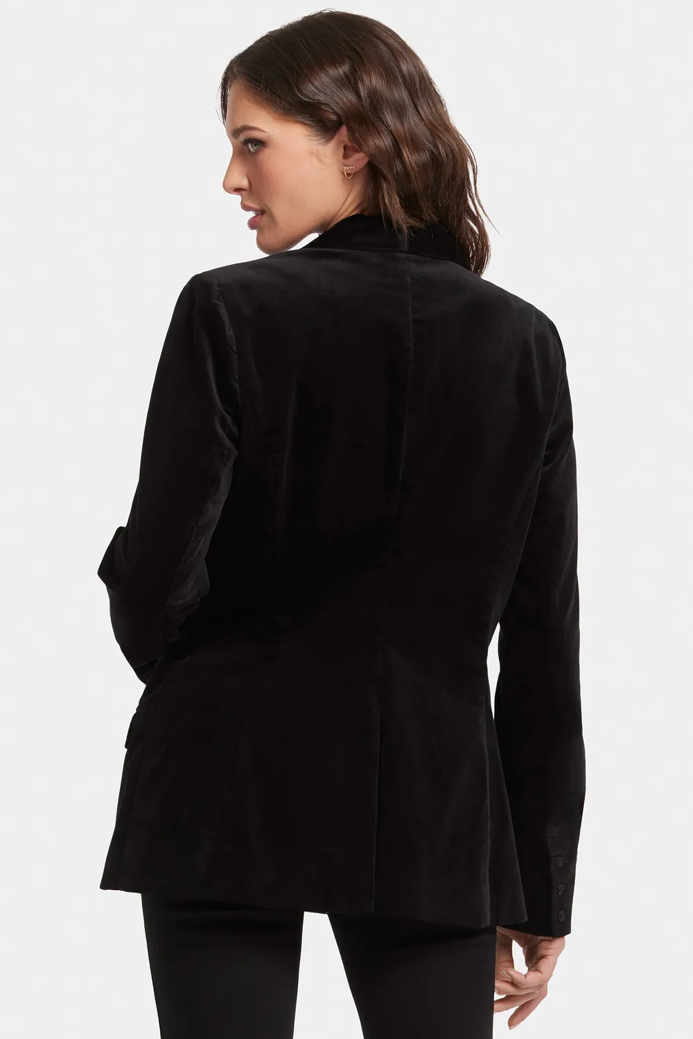 NYDJ Tuxedo Jacke Schwarz Velveteen Einreihig