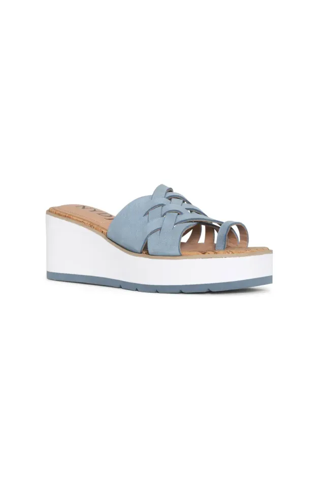 NYDJ Reesie Keil-Sandalen Blue Sky