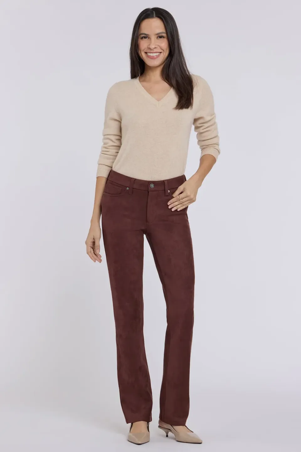 NYDJ Marilyn Straight Petite Hose Chocolate Fondant