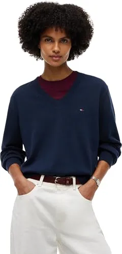 Tommy Jeans Essential DW0DW23362 V-Pullover Weiß XL Strick