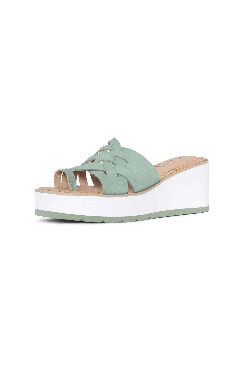 NYDJ Reesie Keilsandalen Jade Grün Leder