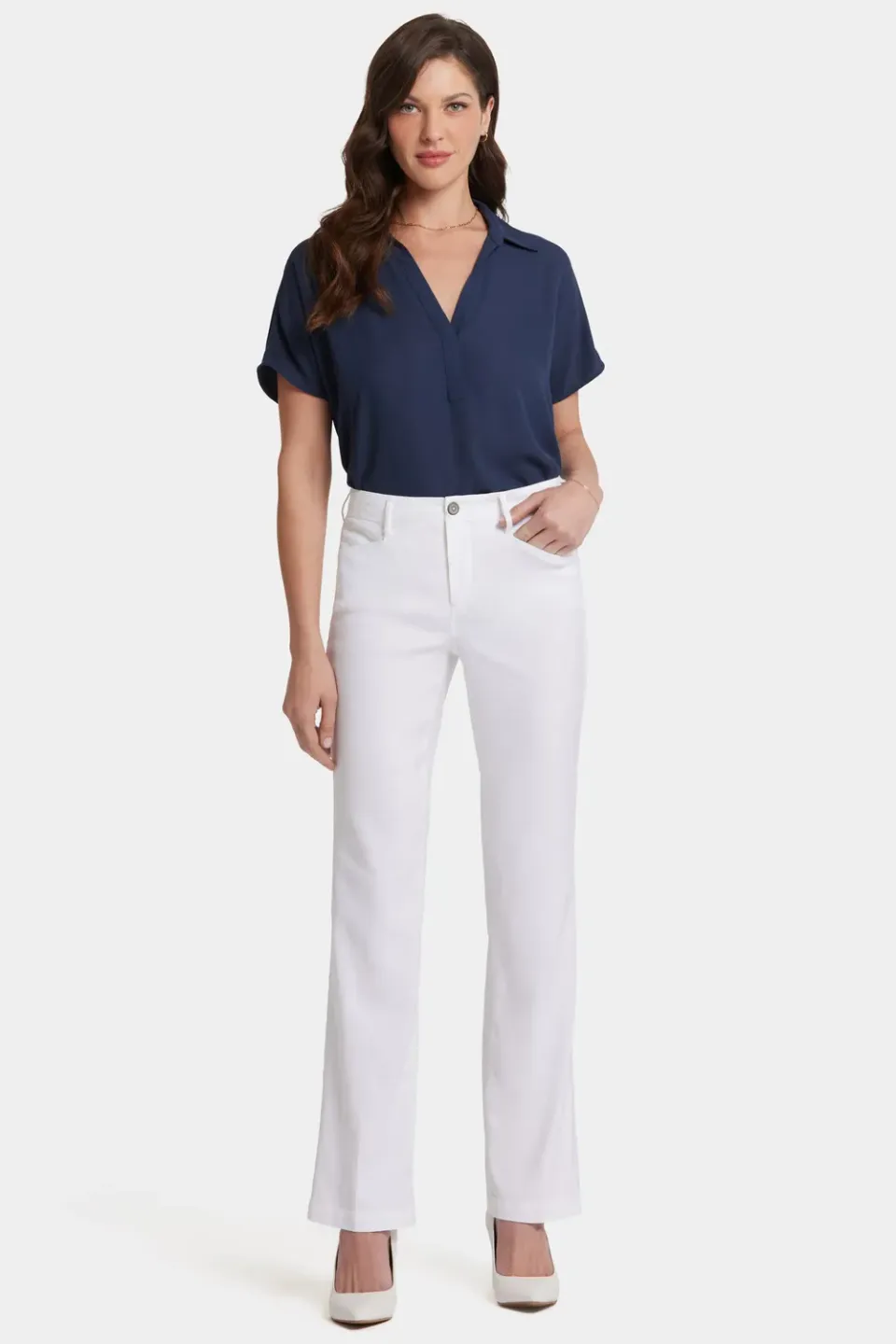 NYDJ Trouser Hose Optic White Leinen weit