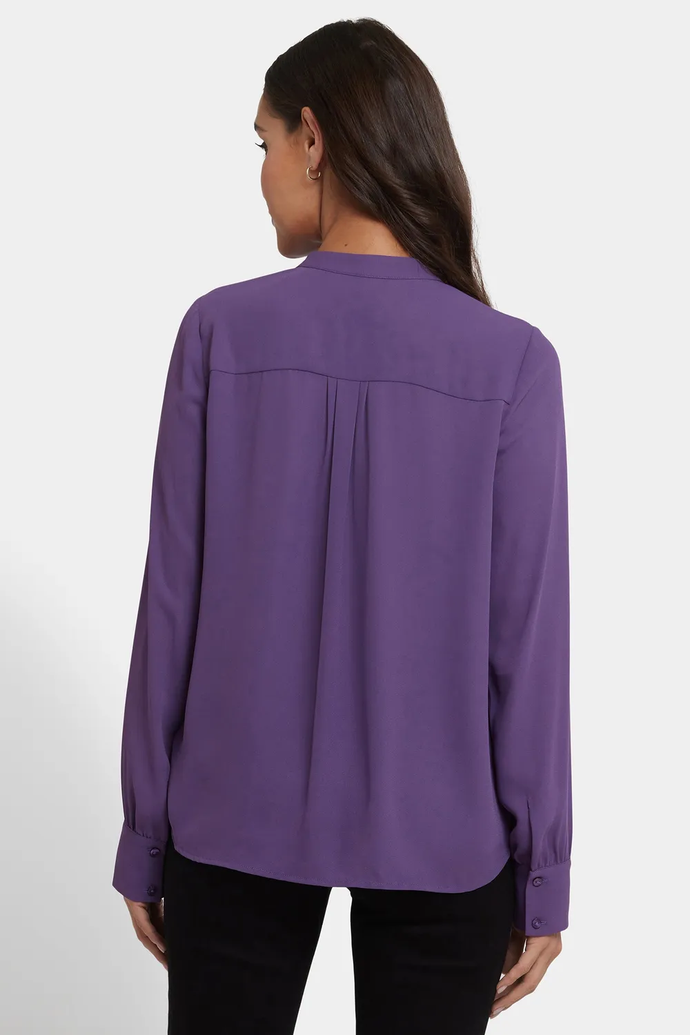 NYDJ Tie-Neck Bluse Grape Royale lila Langarm