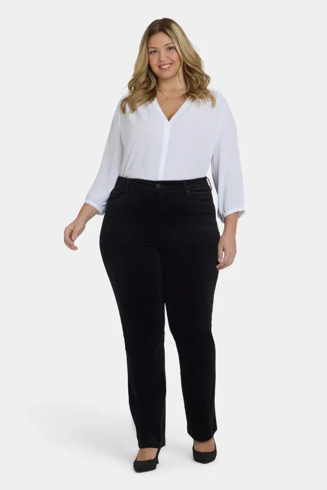 NYDJ Marilyn Straight Hose Schwarz Plus Size Velveteen