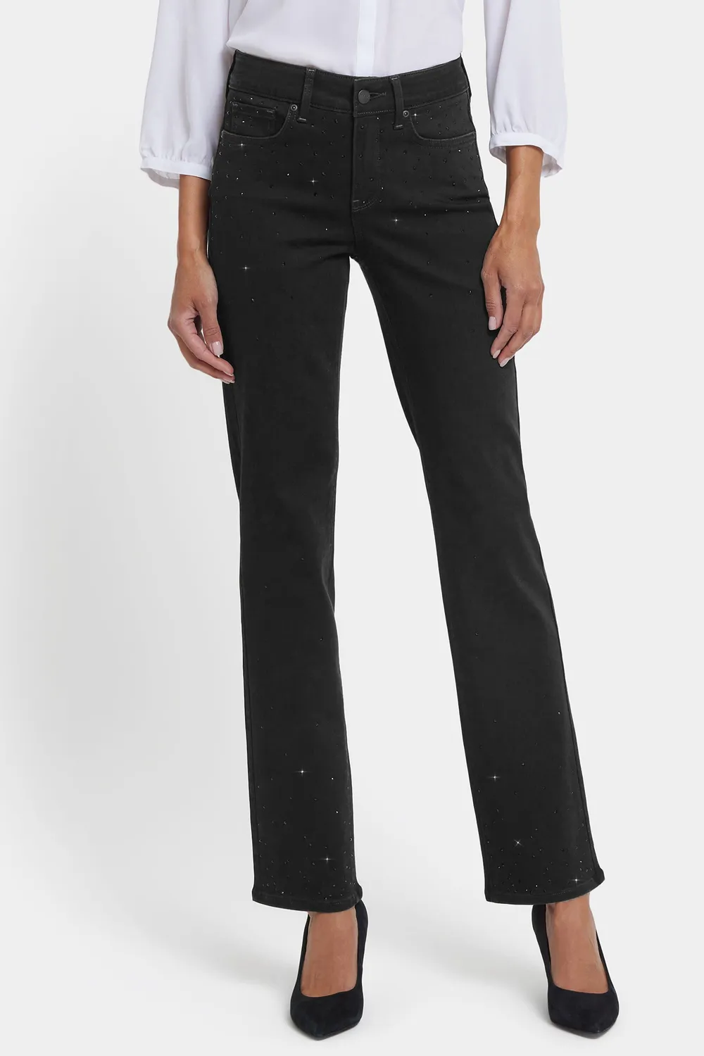 NYDJ Marilyn Straight Jeans Black Rinse Stretch