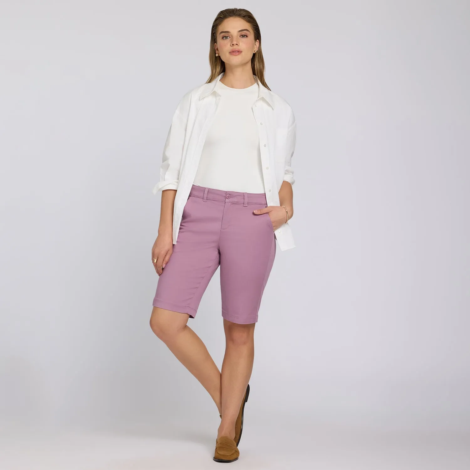 NYDJ Bermuda Shorts Dusky Daisy Stretch-Twill pink