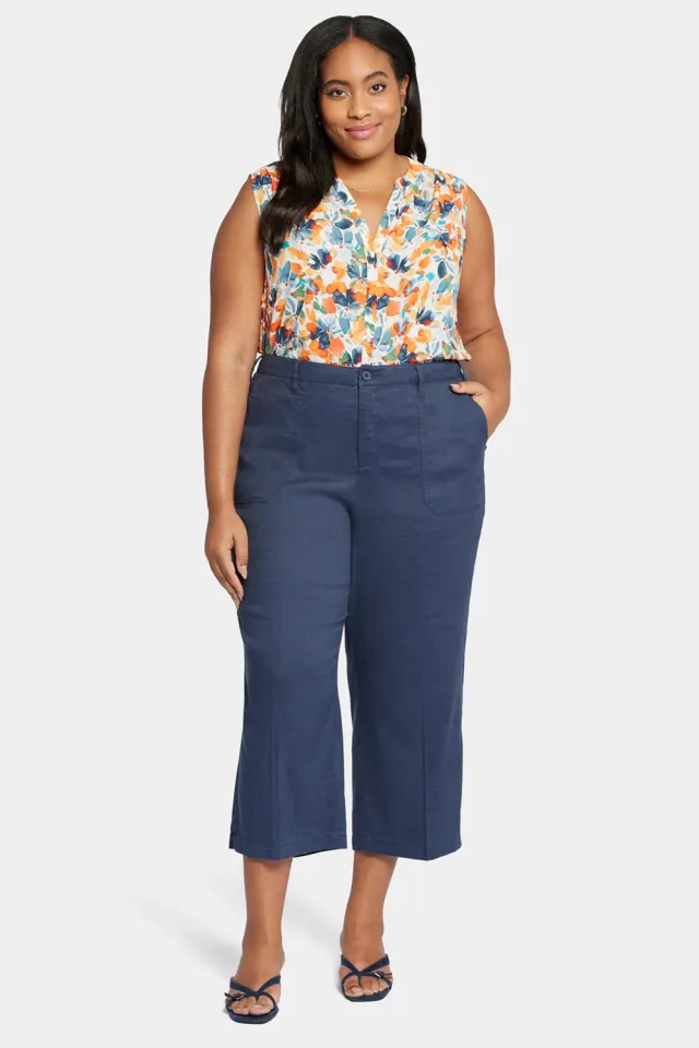 NYDJ Wide Leg Cargo Capri Hose Oxford Navy Plus Size