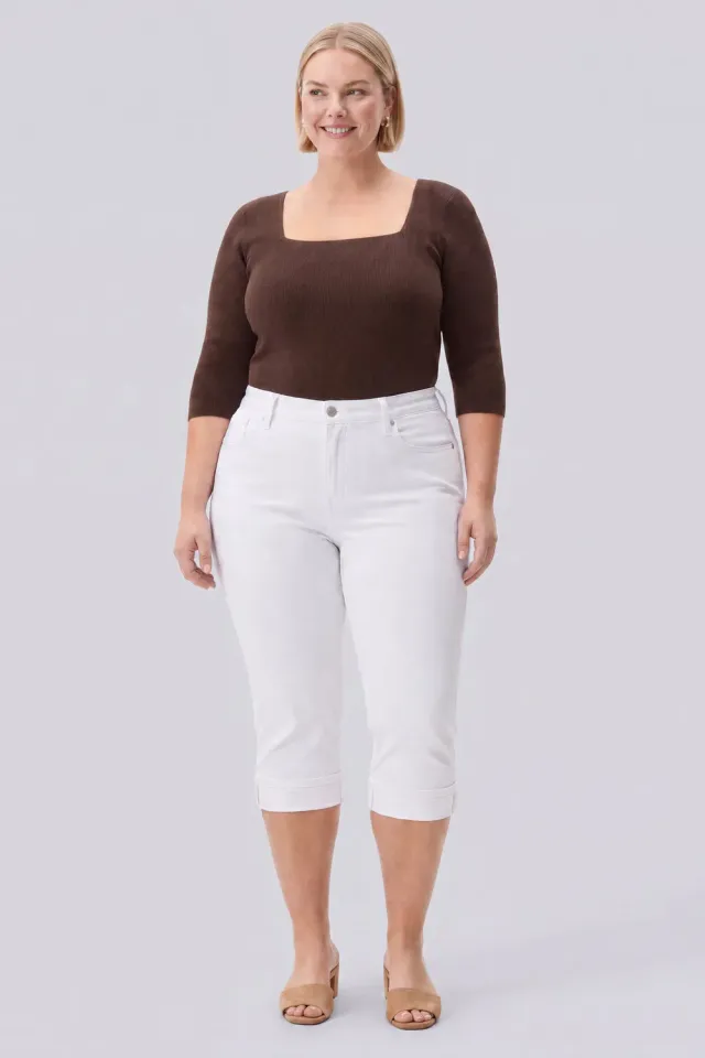 NYDJ Marilyn Straight Crop Jeans Plus Optic White kurz