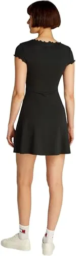 Tommy Jeans Babylock Fit & Flare Mini Kleid Schwarz XL ausgestellt