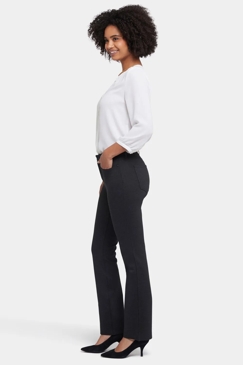NYDJ Marilyn Straight Pants Charcoal Stoffhose Grau Shape