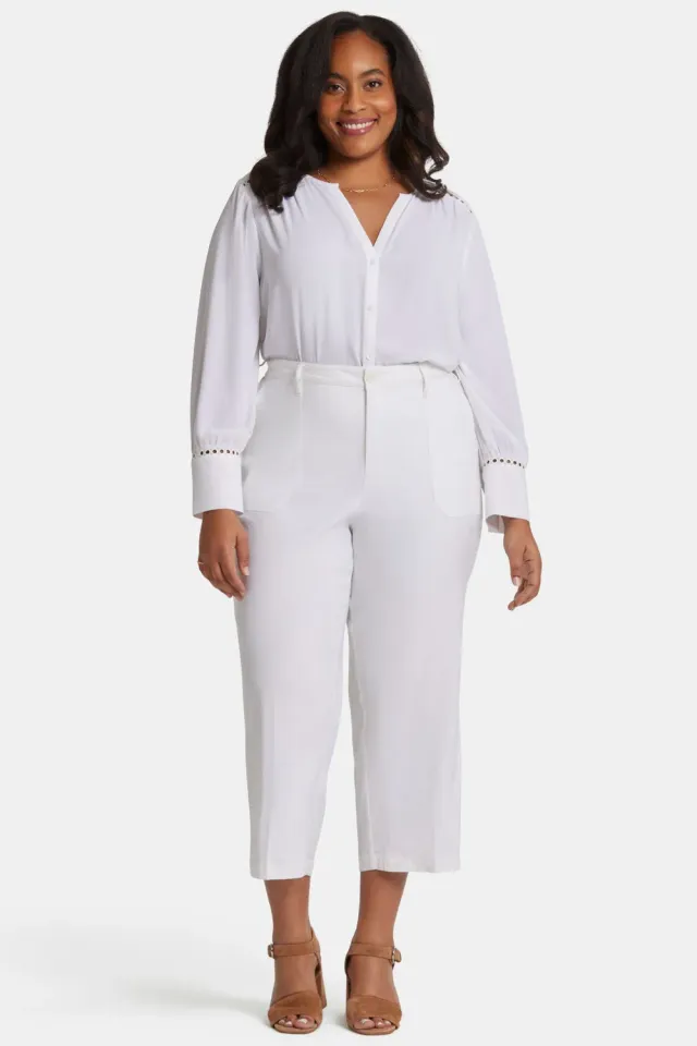 NYDJ Wide Leg Cargo Capri Plus Optic White 14W-28W