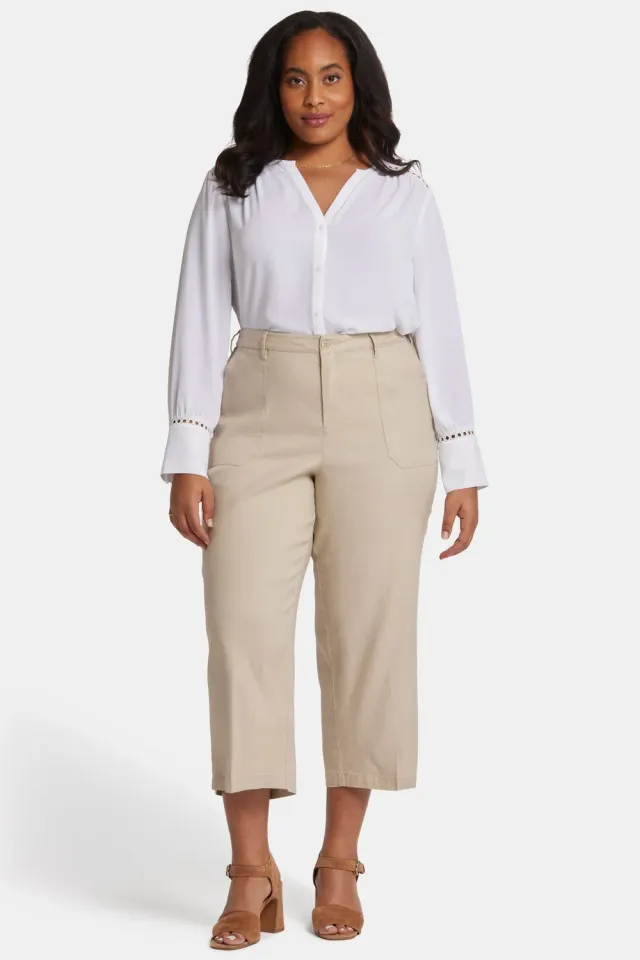 NYDJ Wide Leg Cargo Capri Hose Plus Feather