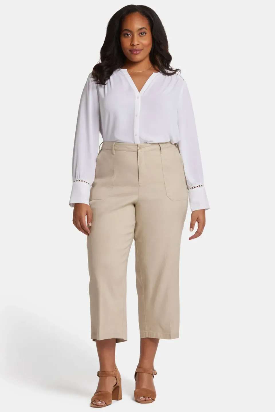 NYDJ Wide Leg Cargo Capri Hose Plus Feather