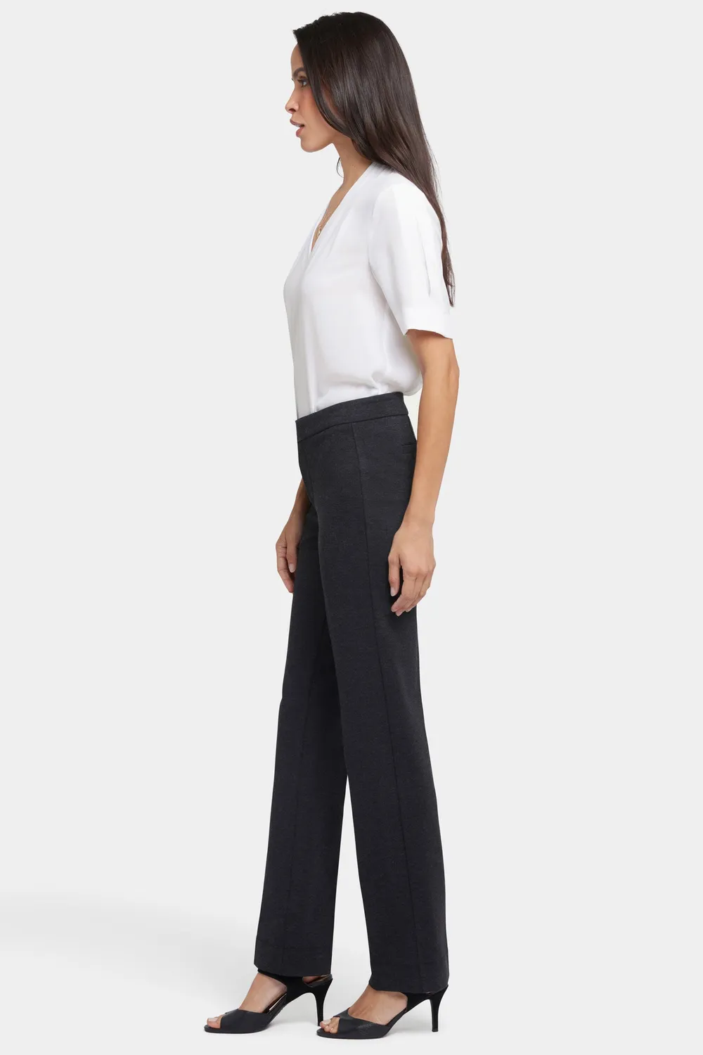 NYDJ Slim Trouser Hose Charcoal Heathered Ponte