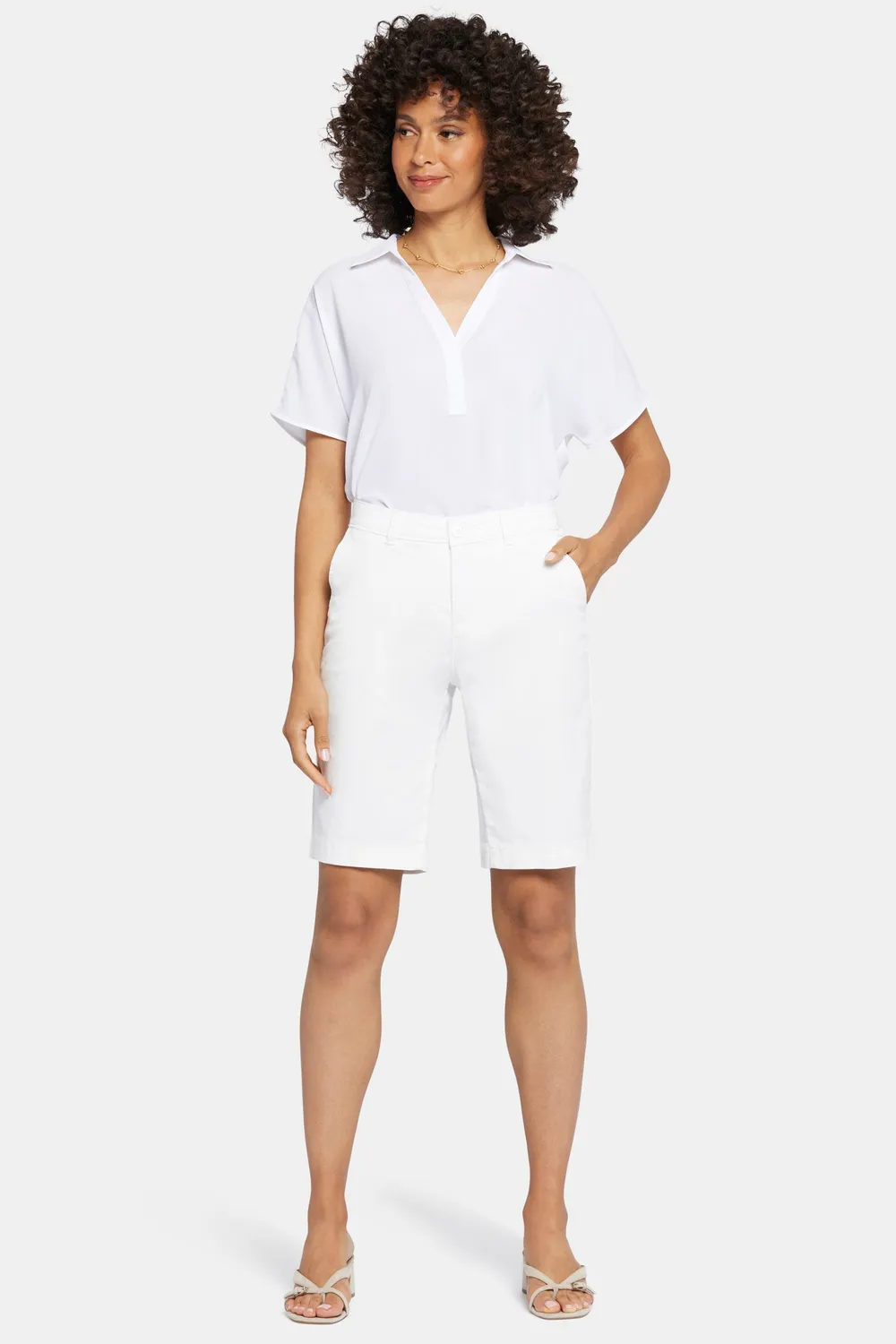 NYDJ Bermuda Shorts Petite Optic White weiß Twill