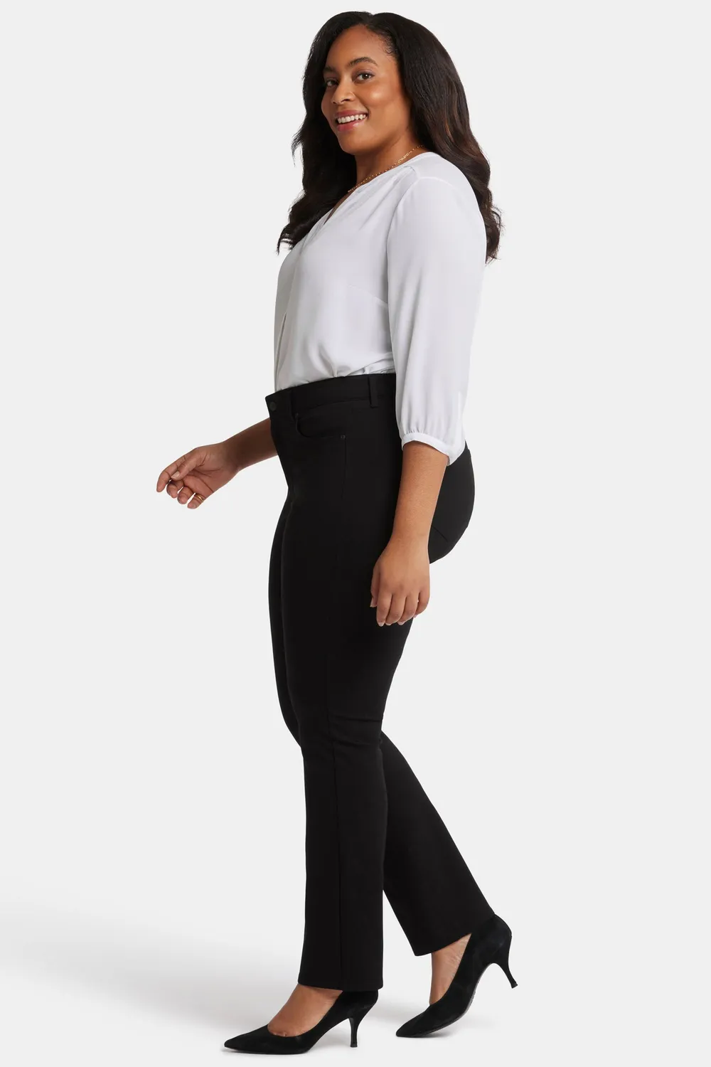 NYDJ Marilyn Straight Plus Hose Schwarz Ponte