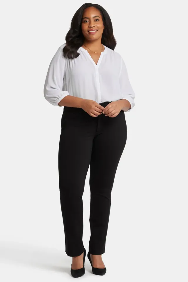 NYDJ Marilyn Straight Plus Hose Schwarz Ponte