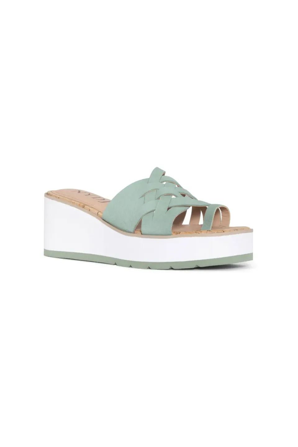 NYDJ Reesie Keilsandalen Jade Grün Leder