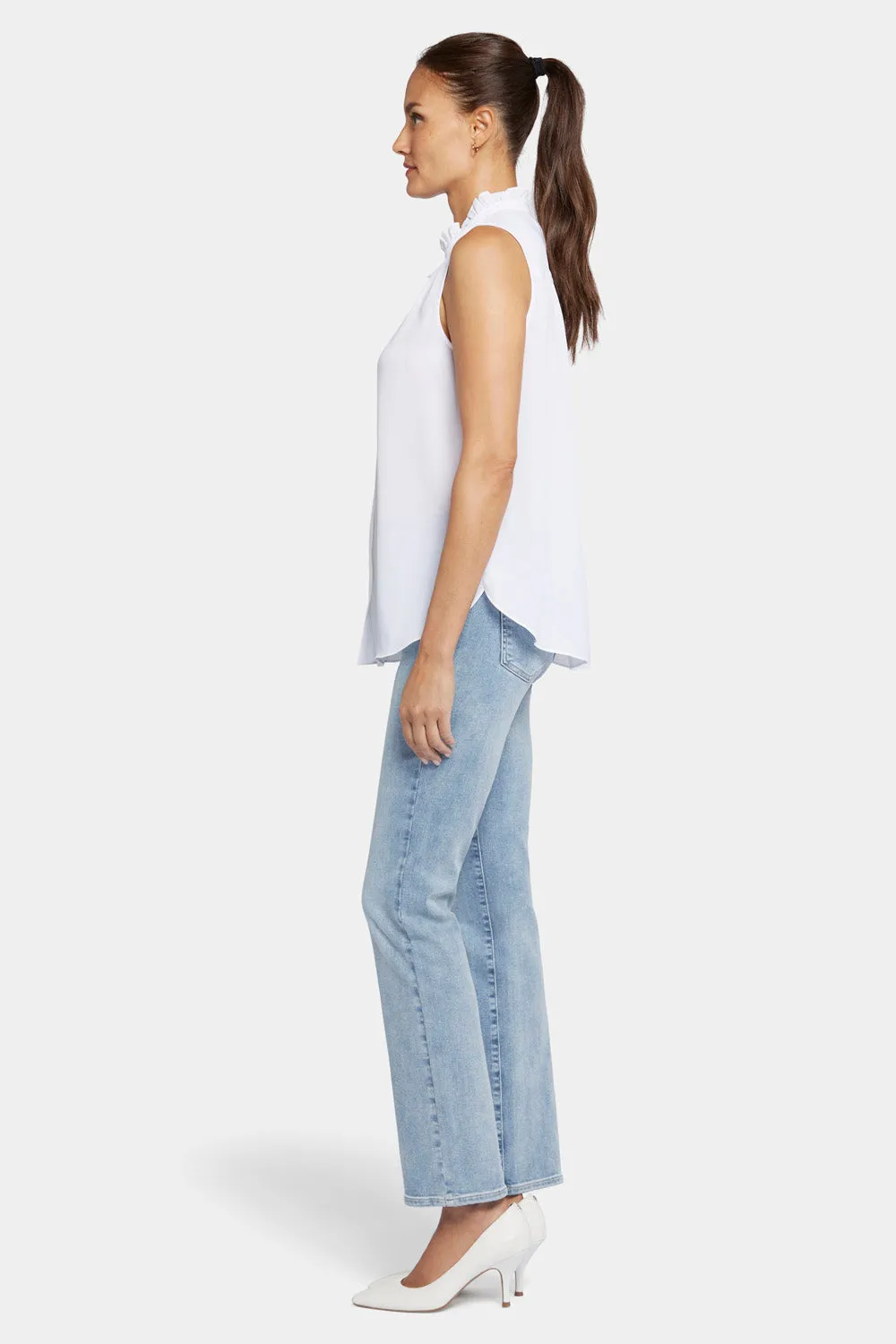 NYDJ Rüschen Bluse ärmellos Optic White Weiß