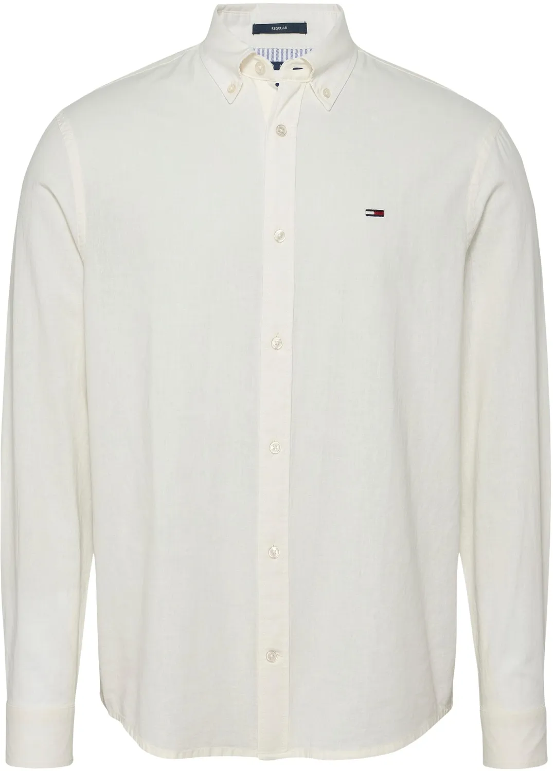Tommy Jeans Linen Blend Herrenhemd Beige Leinen