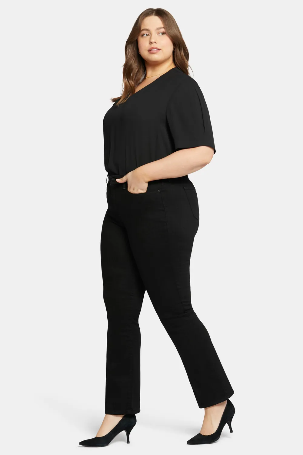 NYDJ Barbara Bootcut Plus Size Jeans Schwarz formend